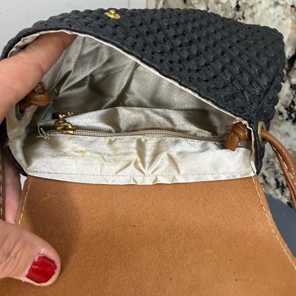 EUC Longchamp Mini Woven Leather Brown Black Crossbody Luxury Bag - Picture 10 of 10